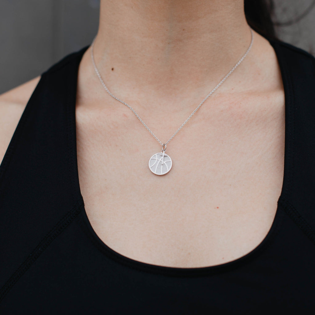 Basketball Cross Necklace w/ Dangle Pendant