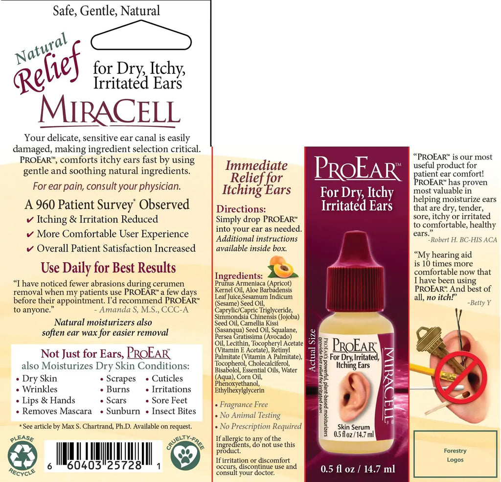 Miracell ProEar, Ear Drops for Itchy Ears All Natural Ear Oil for, Babies, Kids, Adults, and Dogs