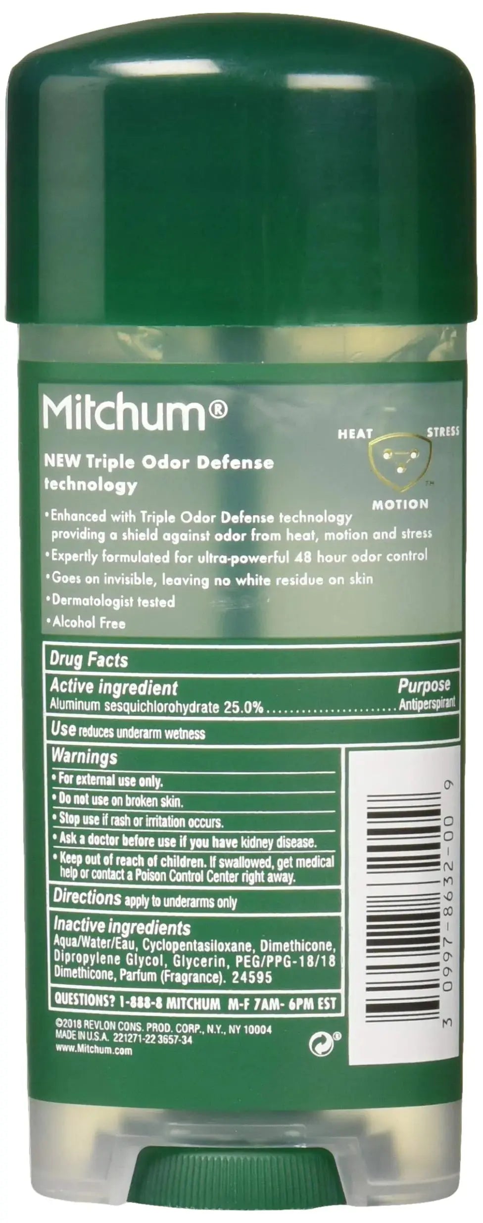 Mitchum Antiperspirant Deodorant Stick for Men - Triple Odor Defense Gel