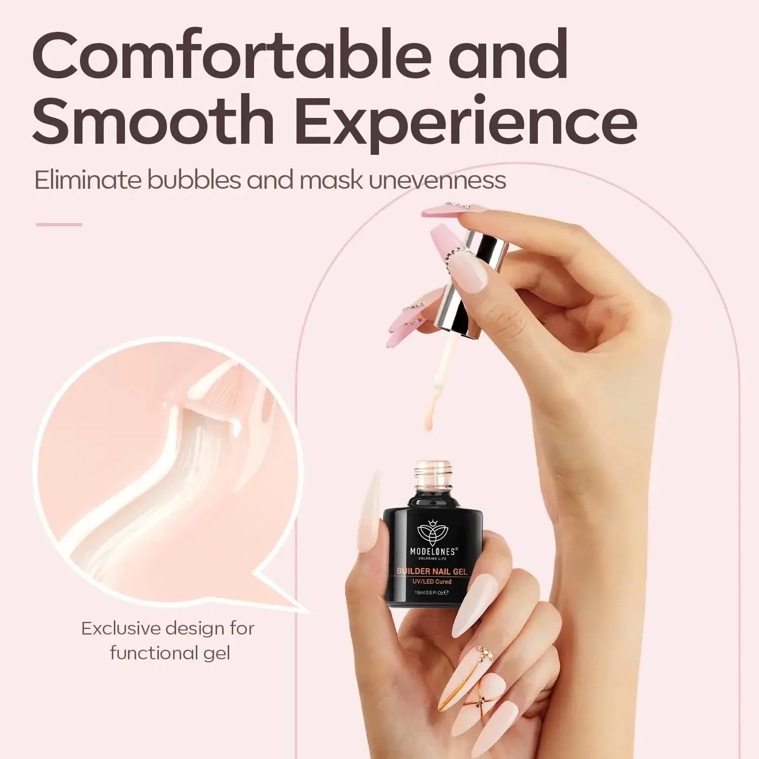 Modelones 8-in-1 Builder Nail Gel - Safe & Healthy Nail Strengthener Extension
