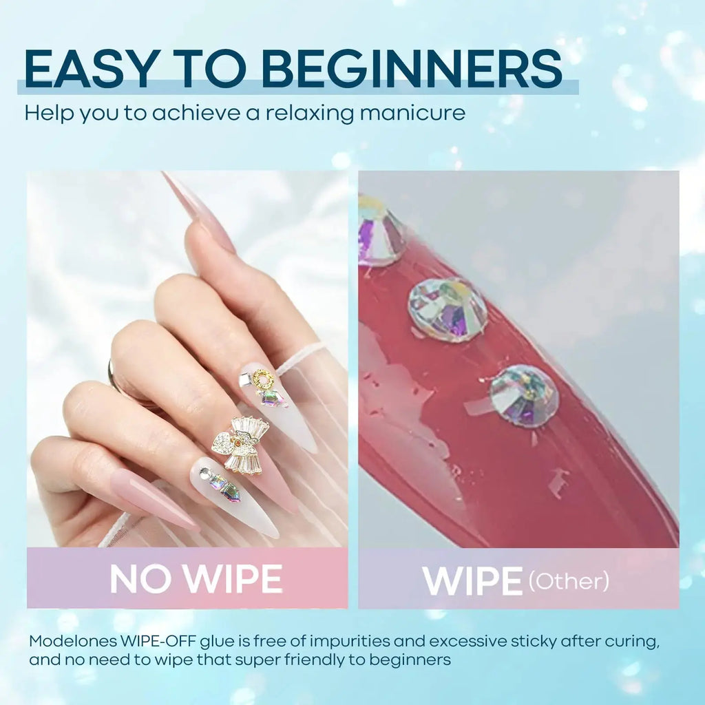 Modelones Rhinestone Glue for Nail - Super Strong Adhesive Glue Gel with Nail Charms