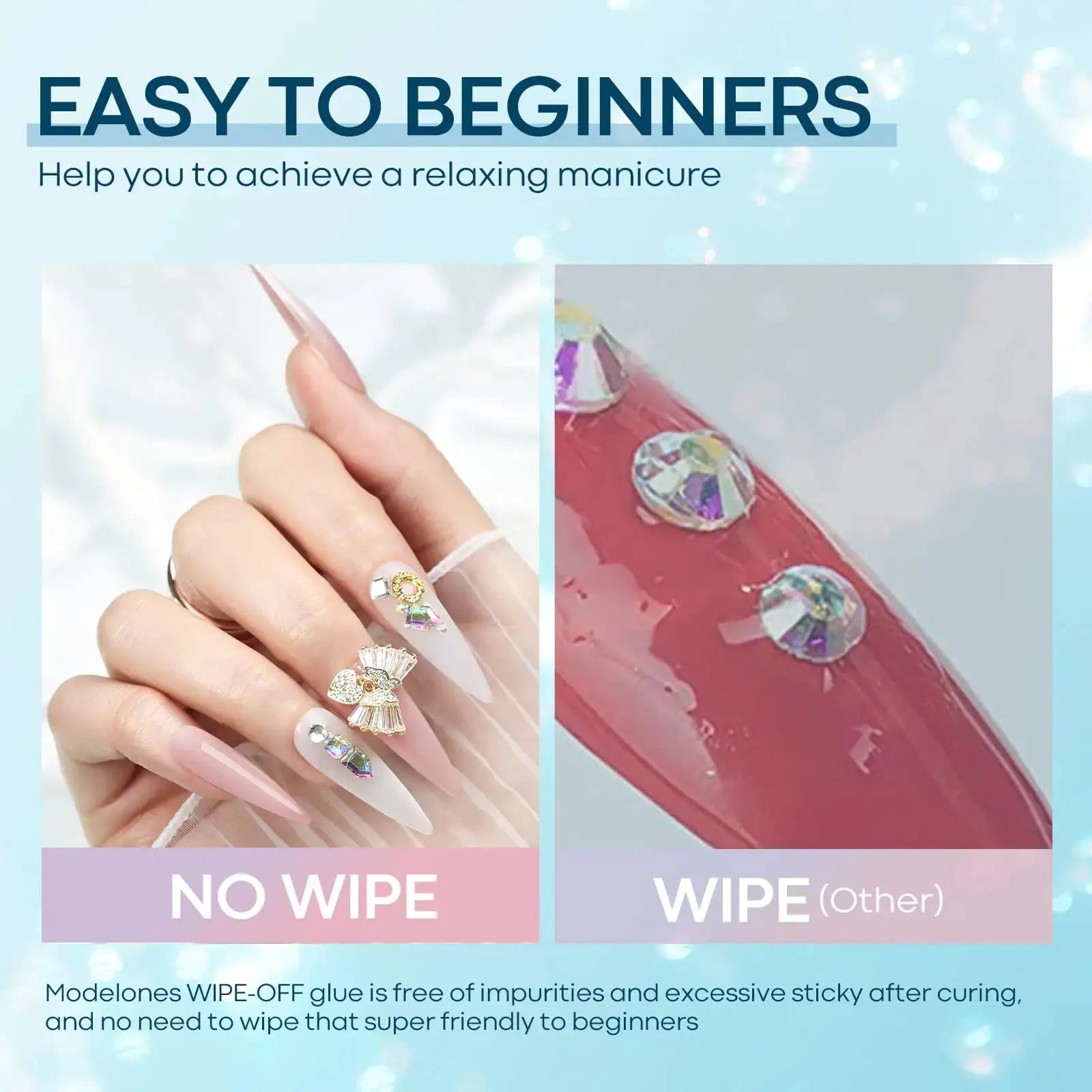 Modelones Rhinestone Glue for Nail - Super Strong Adhesive Glue Gel with Nail Charms