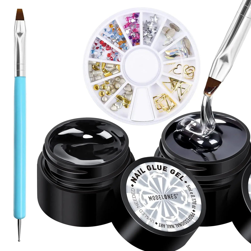 Modelones Rhinestone Glue for Nail - Super Strong Adhesive Glue Gel with Nail Charms