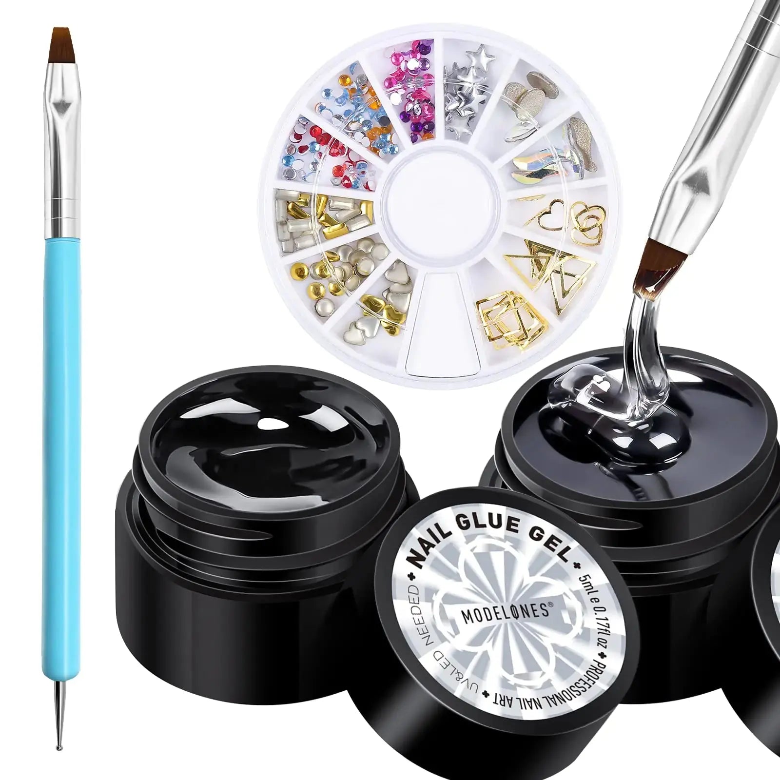 Modelones Rhinestone Glue for Nail - Super Strong Adhesive Glue Gel with Nail Charms