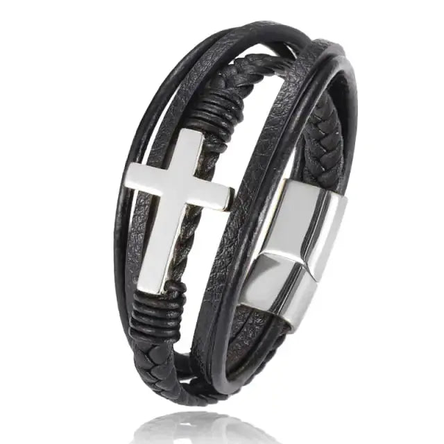 Modern Man Cross Charm Bracelet