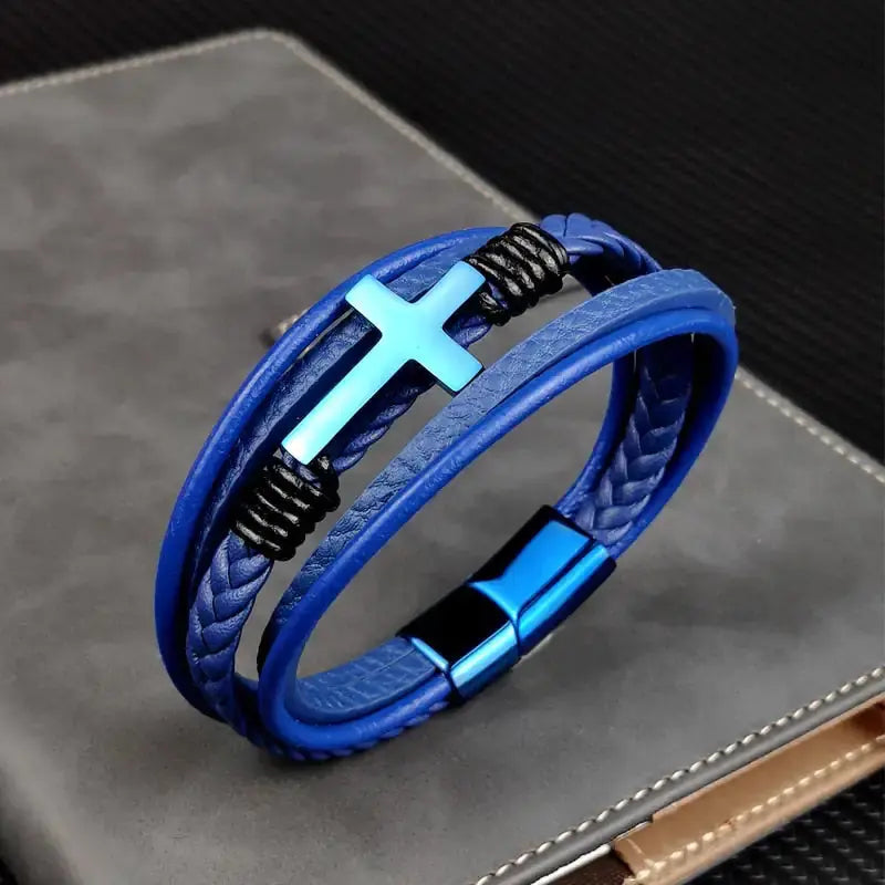 Modern Man Cross Charm Bracelet