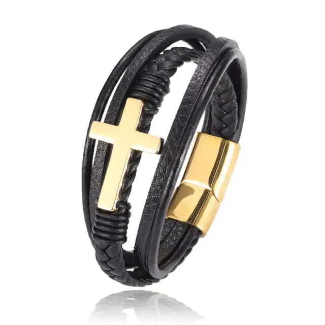 Modern Man Cross Charm Bracelet