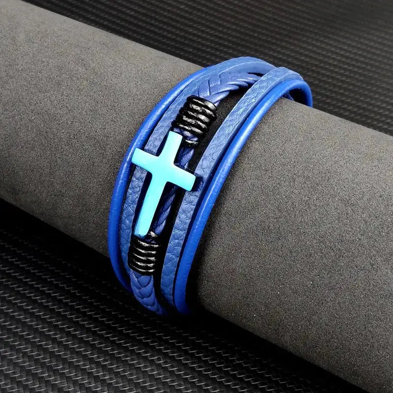 Modern Man Cross Charm Bracelet