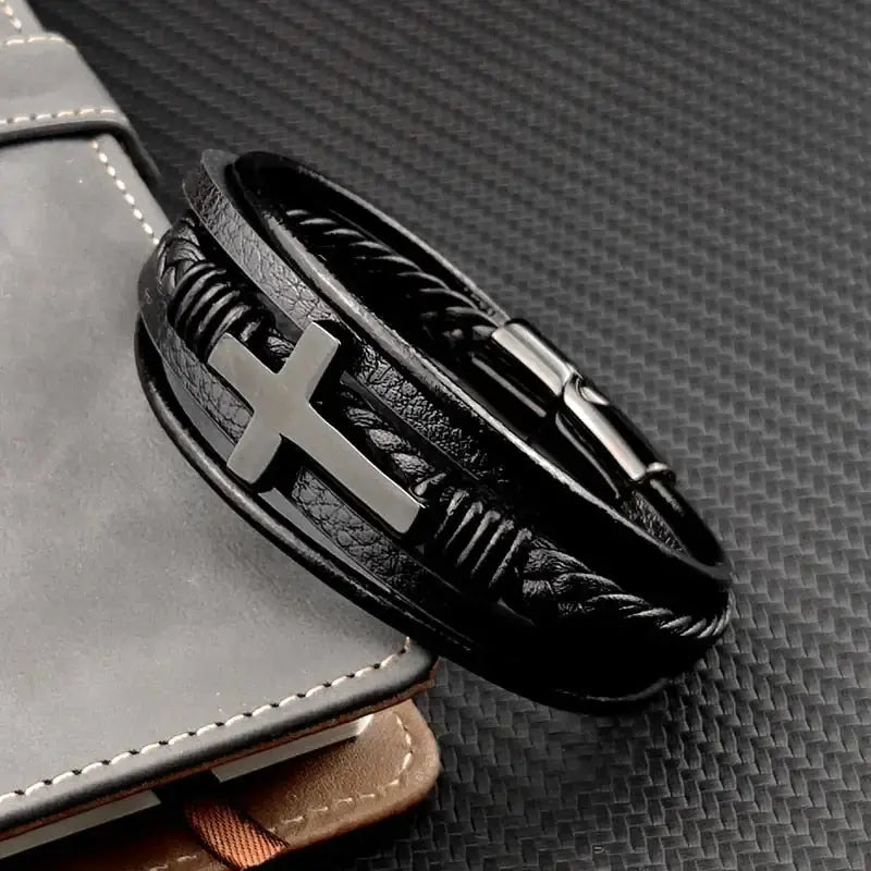 Modern Man Cross Charm Bracelet