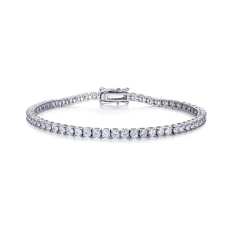 925 Silver 3mm Moissanite Tennis Bracelet – 8"