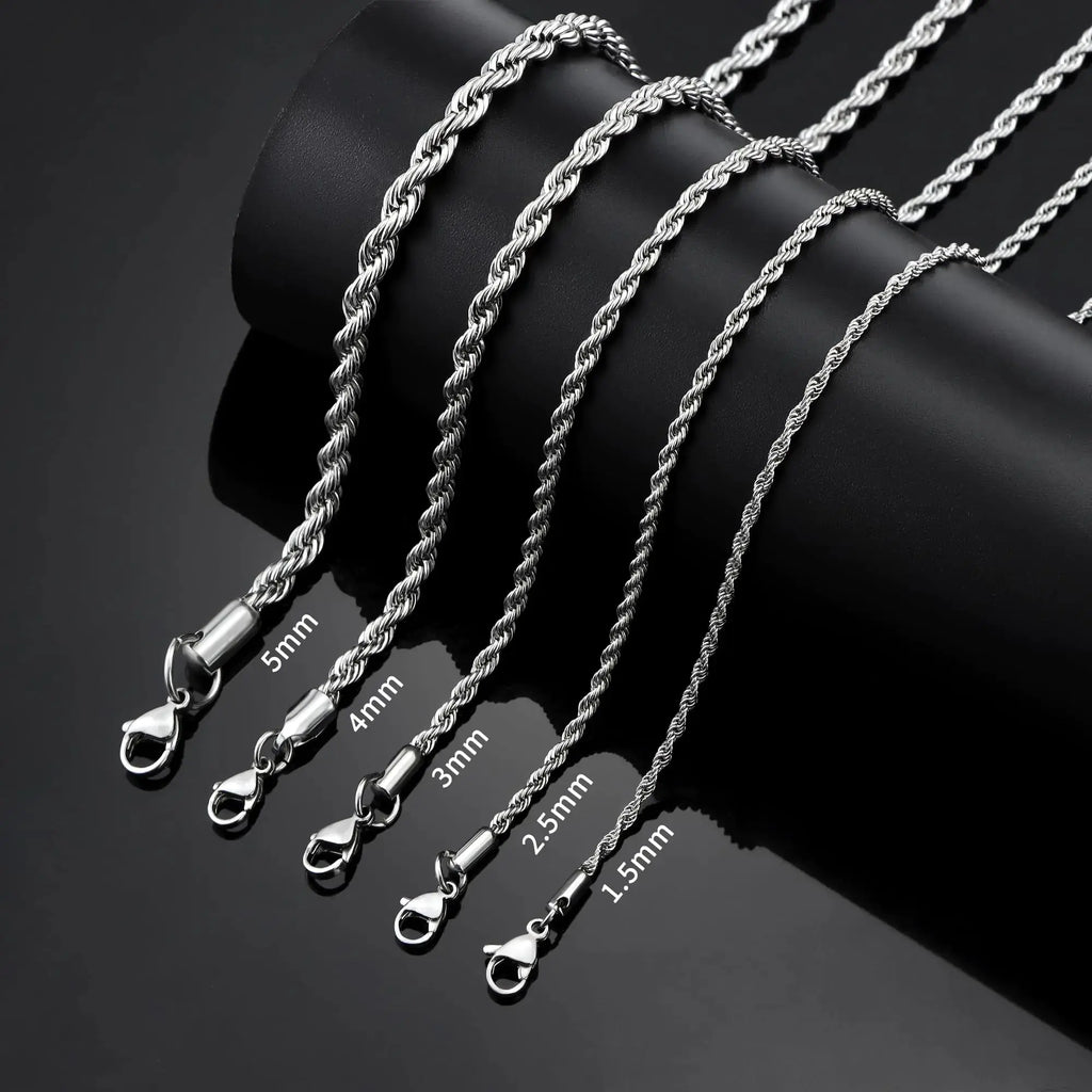 Monily 18k Real Gold Plated Rope Chain - Stainless Steel Twist Chain Necklace for Men & Women