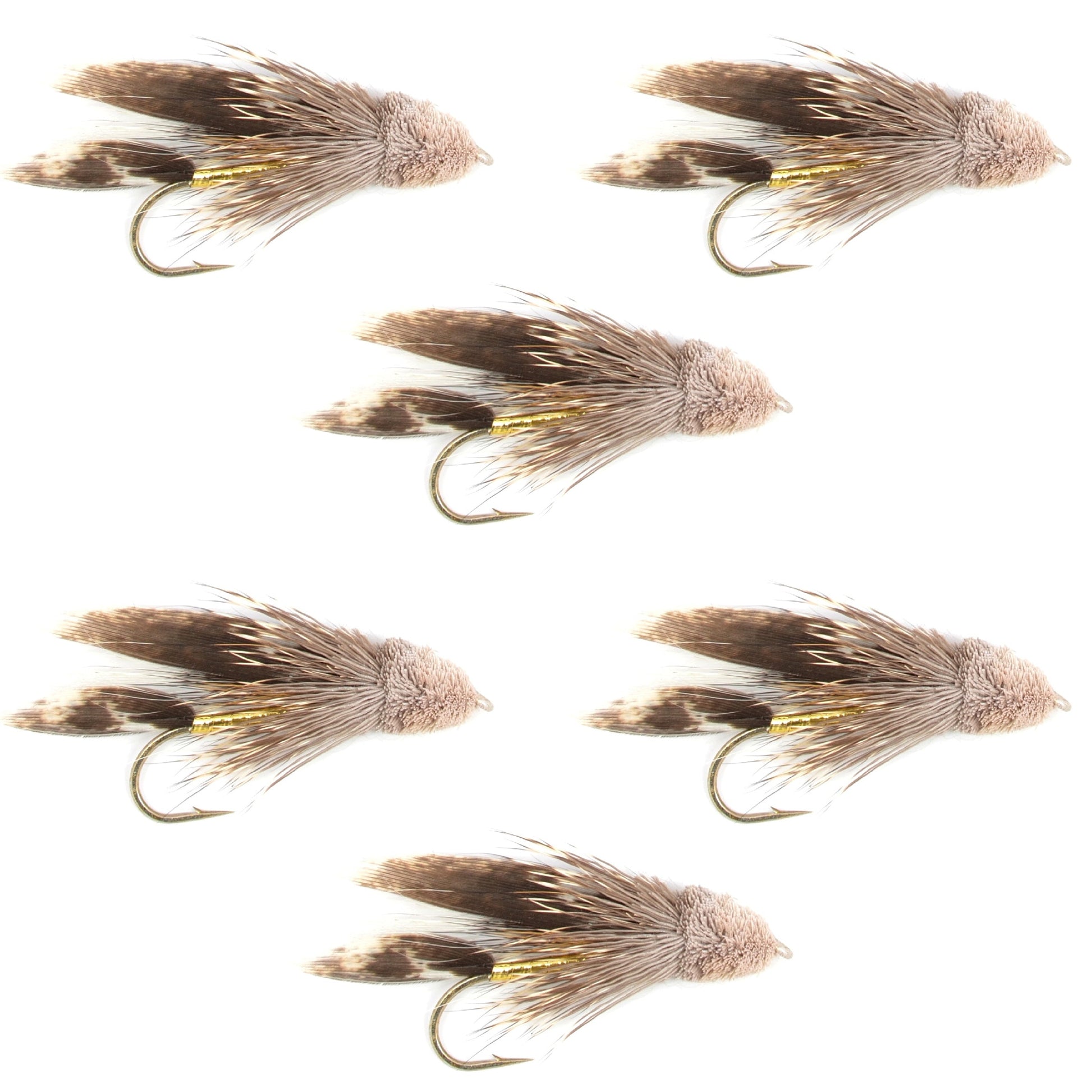 Muddler Minnow Fly Fishing Flies - Classic Bass and Trout Streamers - Set of 6 Flies Hook Size 8