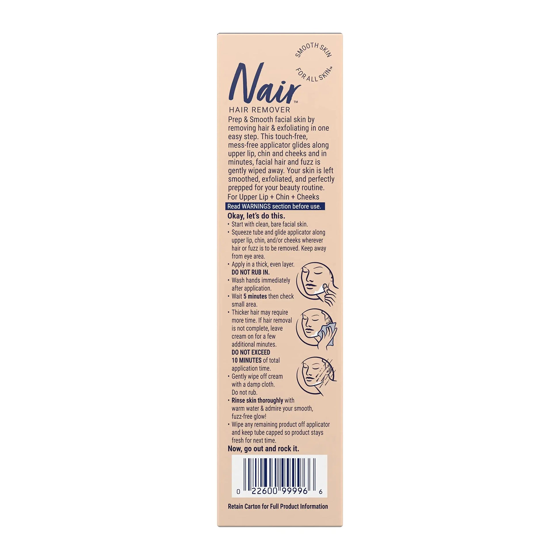 NAIR Exfoliating Facial Hair Removal Cream for Women - Skincare Hair Removal Agent