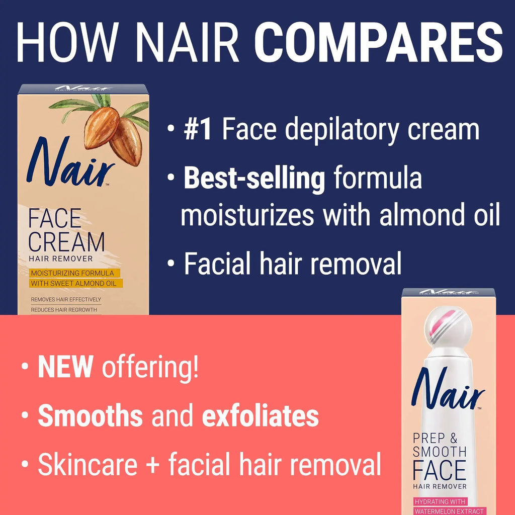 NAIR Exfoliating Facial Hair Removal Cream for Women - Skincare Hair Removal Agent