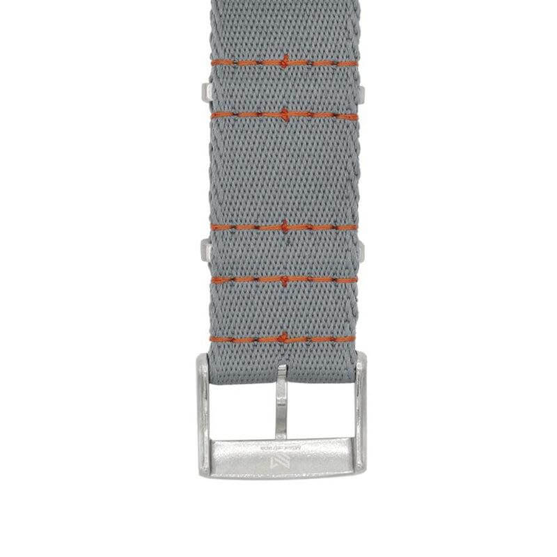 Eco-Friendly  Nylon Military Watch Strap -  Grey - Orange Stitches