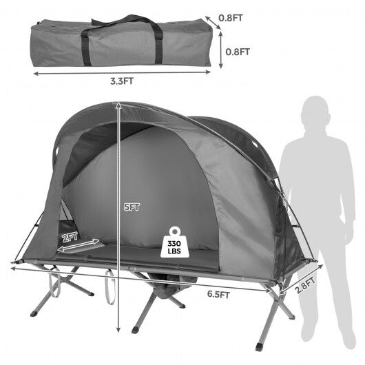 Cot Elevated Compact Tent Set with External Cover-Green