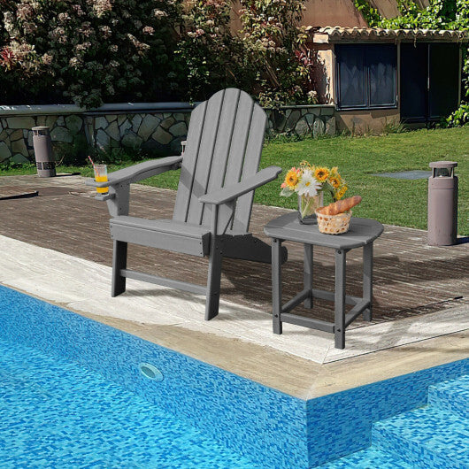 Outdoor Adirondack Chair with Built-in Cup Holder for Backyard Porch-White
