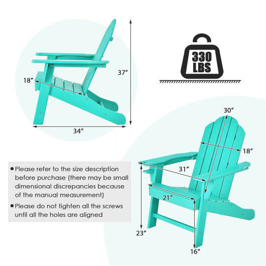 Outdoor Adirondack Chair with Built-in Cup Holder for Backyard Porch-White