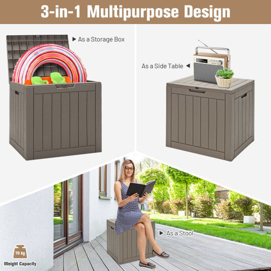 30 Gallon Deck Box Storage Container Seating Tools-Black