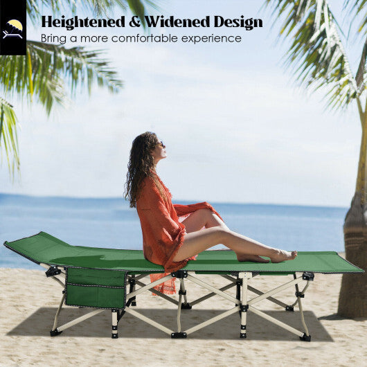 Wide Foldable Camping Cot with Carry Bag-Blue