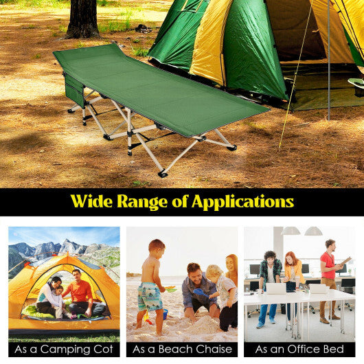 Wide Foldable Camping Cot with Carry Bag-Blue