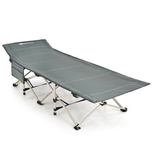 Wide Foldable Camping Cot with Carry Bag-Blue