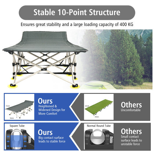 Wide Foldable Camping Cot with Carry Bag-Blue