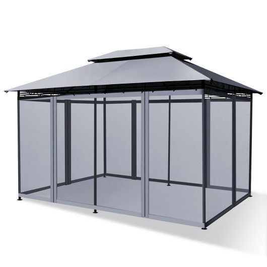 10 Feet x 13 Feet Tent Canopy Shelter with Removable Netting Sidewall-Beige