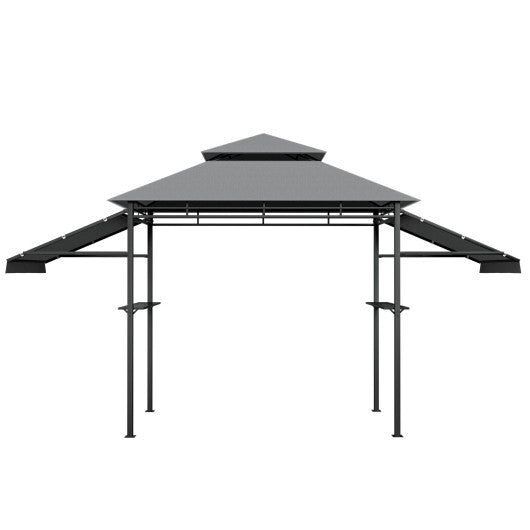 13.5 x 4 Feet Patio BBQ Grill Gazebo Canopy with Dual Side Awnings-Beige