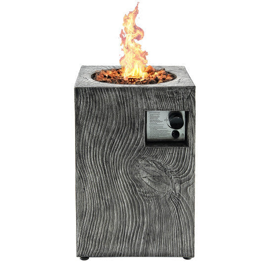 16 Feet Square Outdoor Propane Fire Pit with Lava Rocks Waterproof Cover 30000 BTU-Black