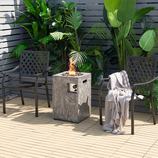 16 Feet Square Outdoor Propane Fire Pit with Lava Rocks Waterproof Cover 30000 BTU-Black