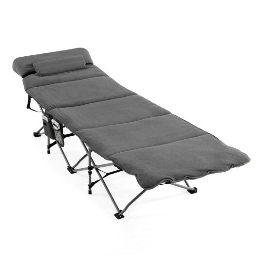 Folding Retractable Travel Camping Cot with Mattress and Carry Bag-Blue