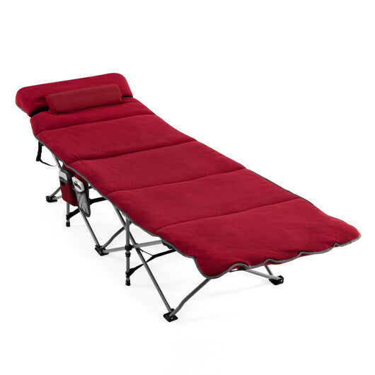 Folding Retractable Travel Camping Cot with Mattress and Carry Bag-Blue