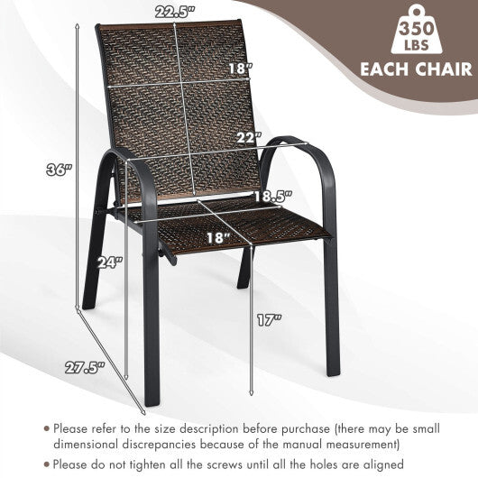 Set of 6 Outdoor PE Wicker Stackable Chairs with Sturdy Steel Frame-Gray