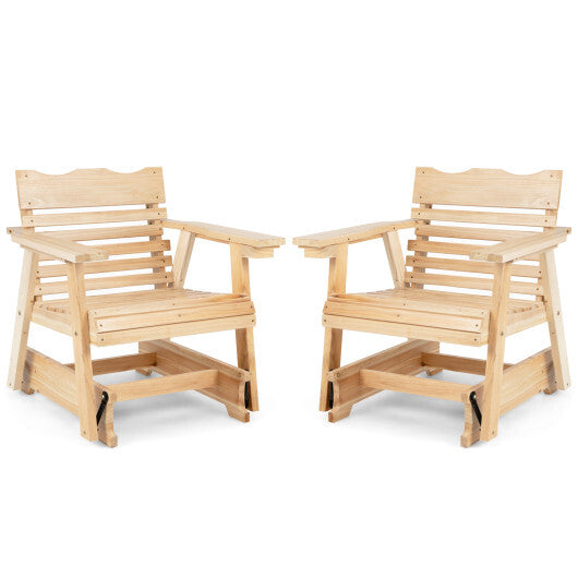 Outdoor Wood Rocking Chair with High Back and Widened Armrests
