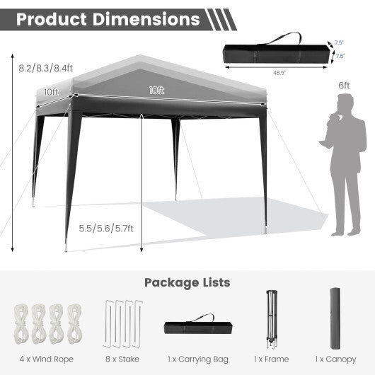 10 x 10 Feet Outdoor Pop-up Patio Canopy for  Beach and Camp-White