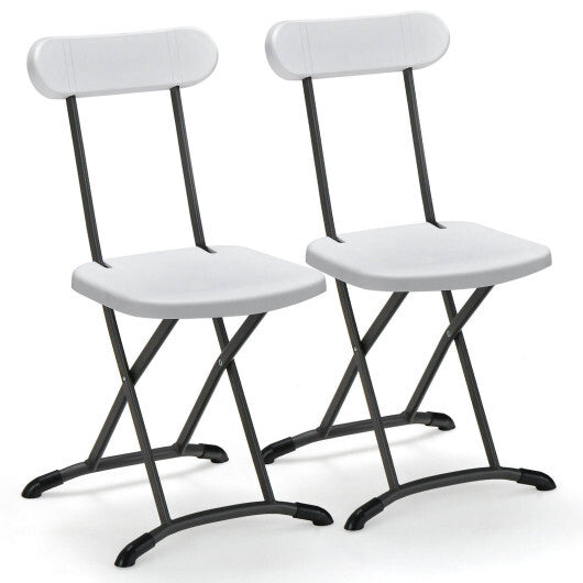 2 Pieces Outdoor Folding Chair Set with Sturdy Frame and Ergonomic Backrest-Black