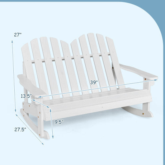2 Person Adirondack Rocking Chair with Slatted seat-Brown