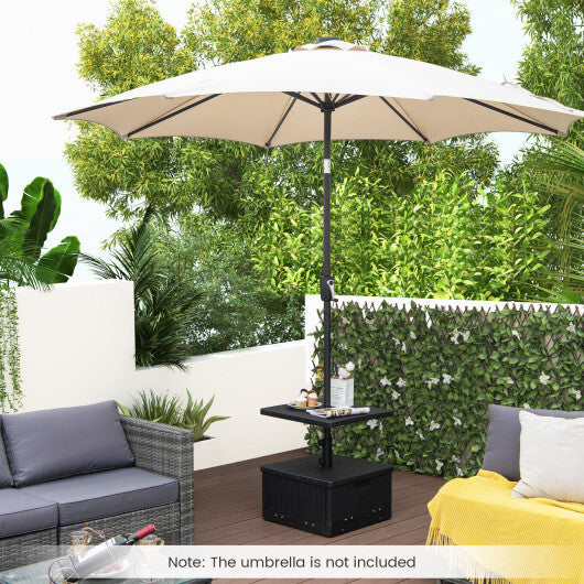 175 LBS Outdoor Fillable Umbrella Base with Table Tray-Black