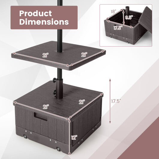 175 LBS Outdoor Fillable Umbrella Base with Table Tray-Black