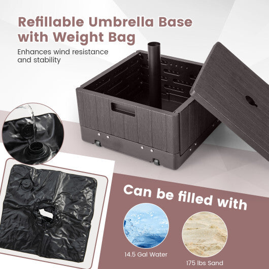 175 LBS Outdoor Fillable Umbrella Base with Table Tray-Black