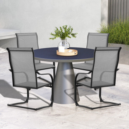 2 Pieces C-Spring Motion Patio Dining Chairs with Breathable Fabric-Brown