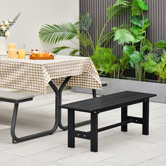 47 Inch Outdoor Chair with Slatted Seat Plastic Coated Iron Frame-Brown