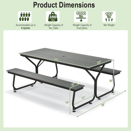 6 Feet Outdoor Picnic Table Bench Set for 6-8 People-Brown