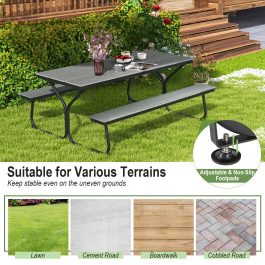 6 Feet Outdoor Picnic Table Bench Set for 6-8 People-Brown