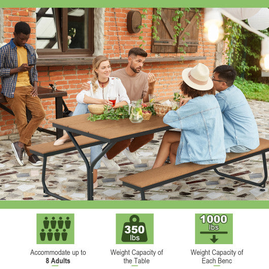 6 Feet Outdoor Picnic Table Bench Set for 6-8 People-Brown