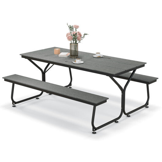 6 Feet Outdoor Picnic Table Bench Set for 6-8 People-Brown