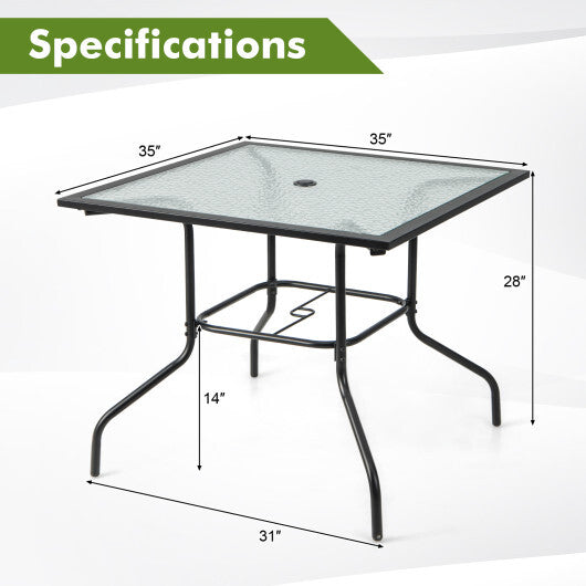 35 x 35 Inch Patio Dining Table with 1.5" Umbrella Hole (Umbrella NOT Included)