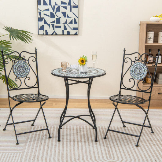 24 Inch Patio Bistro Table with Ceramic Tile Tabletop-Black
