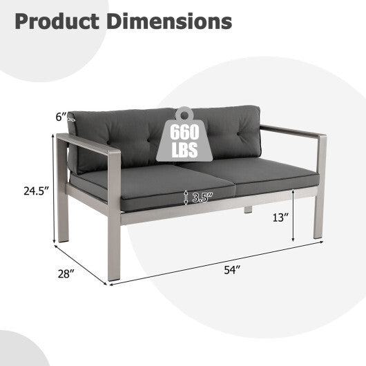 Contemporary 2-Person Sofa Chair with WPC Armrests for Balcony Backyard Porch